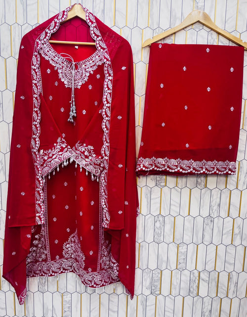 Load image into Gallery viewer, Festive Top Palazzo Dupatta Suit mahezon
