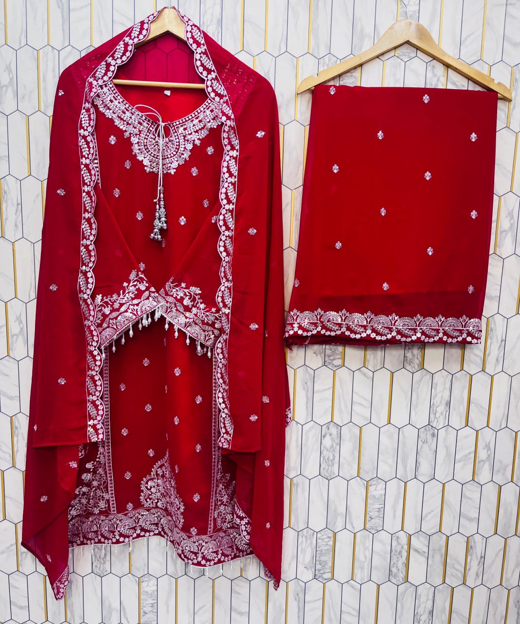 Festive Top Palazzo Dupatta Suit mahezon