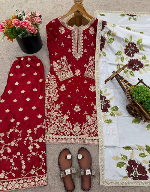 Load image into Gallery viewer, Wedding Wear Women Top Palazzo Dupatta Suit Dress Royal Export
