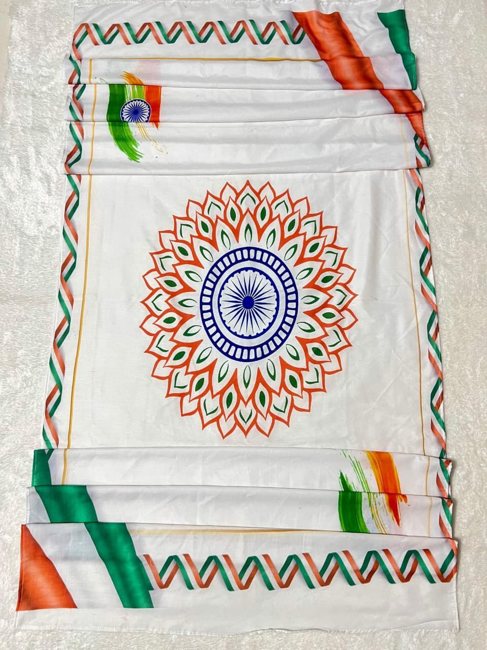 Republic Day Indian Women White Kurta with Tiranga Dupatta