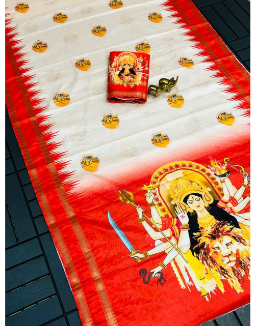 Load image into Gallery viewer, Navratri Special Women Durga Puja Saree mahezon
