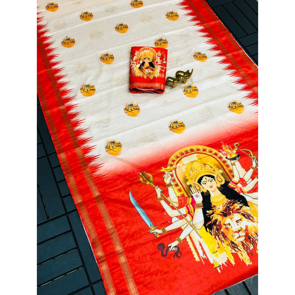 Navratri Special Women Durga Puja Saree mahezon