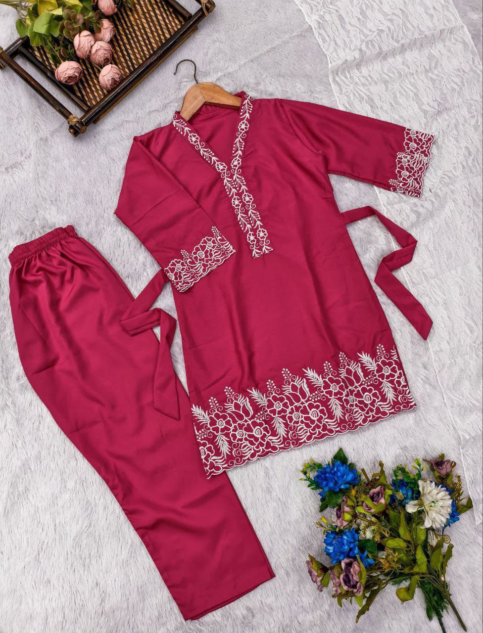 Designer Kids Girls Kurta Pant Dupatta Set mahezon