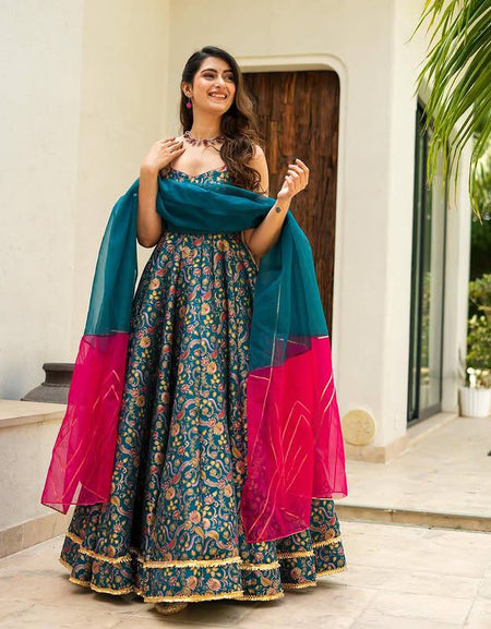 Stylish Designer Party wear Womens Gown Dupatta mahezon