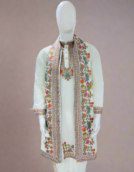 Stylish Embroidery Sequence Men Kurta Dupatta mahezon
