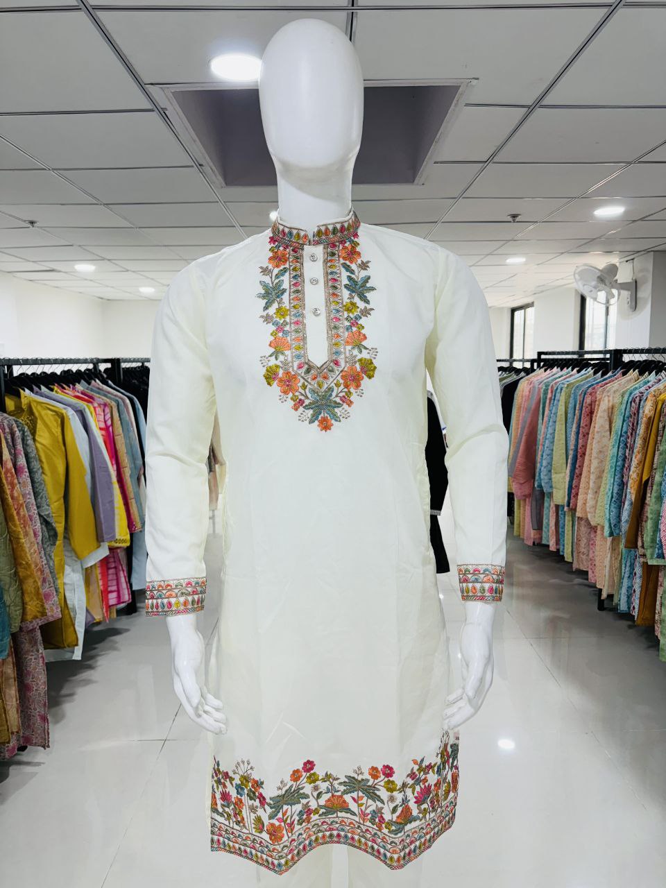 Stylish Embroidery Sequence Men Kurta Dupatta mahezon
