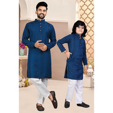 Stylish Indian Father and Son Same Matching Twinning Kurta Pajama Outfits mahezon