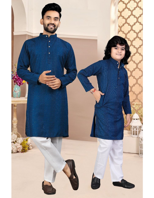 Load image into Gallery viewer, Stylish Indian Father and Son Same Matching Twinning Kurta Pajama Outfits mahezon
