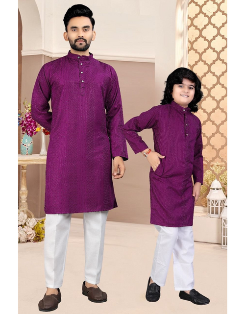 Load image into Gallery viewer, Stylish Indian Father and Son Same Matching Twinning Kurta Pajama Outfits mahezon
