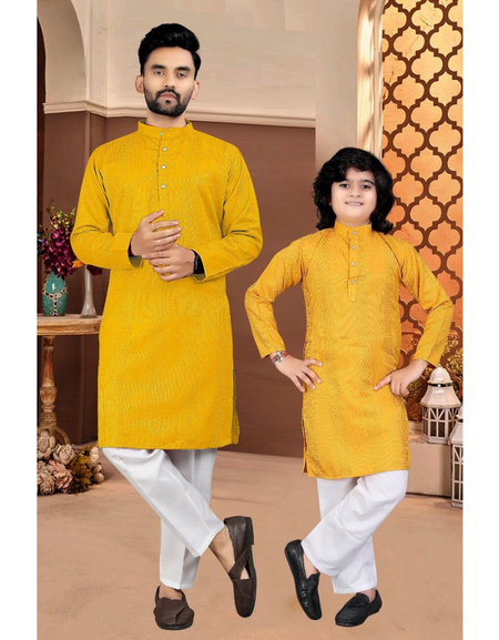 Stylish Indian Father and Son Same Matching Twinning Kurta Pajama Outfits mahezon