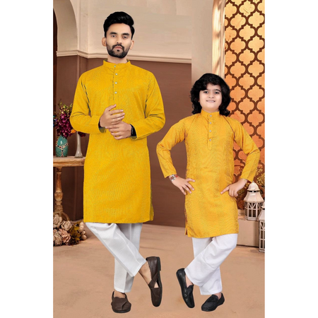 Stylish Indian Father and Son Same Matching Twinning Kurta Pajama Outfits mahezon