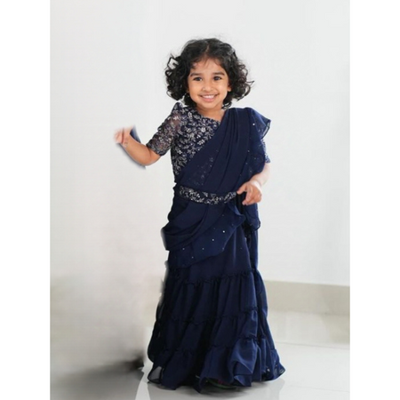 Kids Girls Party wear Purple Lehenga Saree mahezon