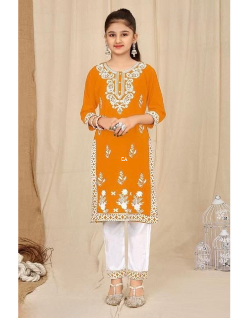 Load image into Gallery viewer, Stylish Kids Girls Embroidery Kurta Pant mahezon
