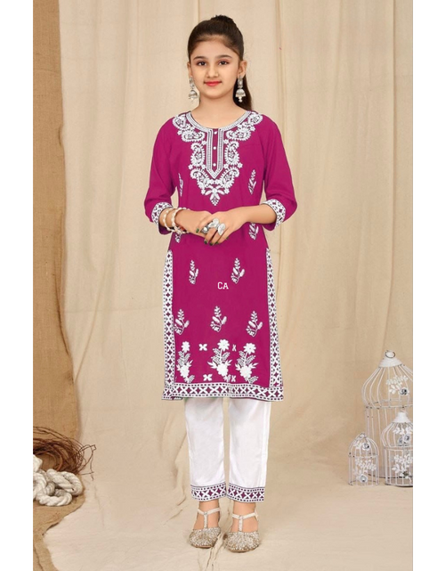 Load image into Gallery viewer, Stylish Kids Girls Embroidery Kurta Pant mahezon
