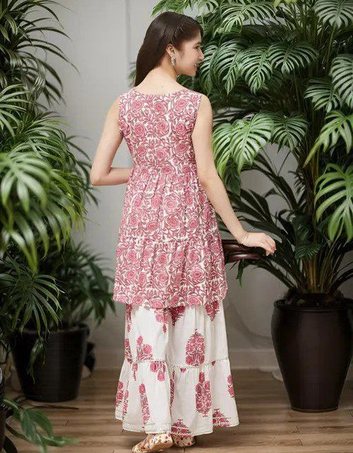 Load image into Gallery viewer, Designer Ethnic Kids Girls Top Sharara Dupatta Dress
