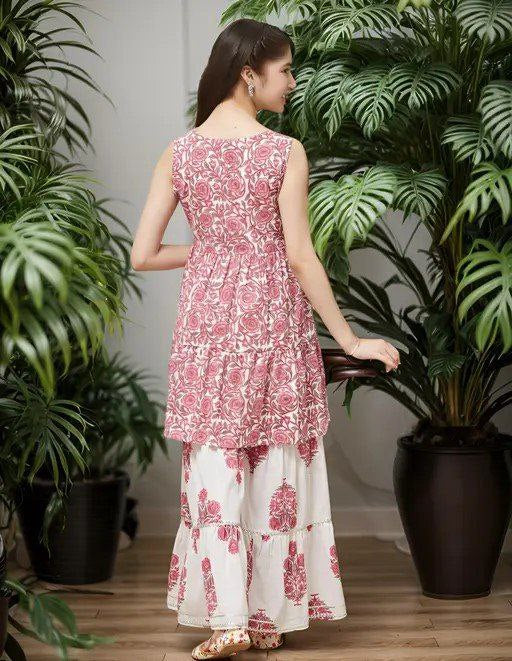 Designer Ethnic Kids Girls Top Sharara Dupatta Dress