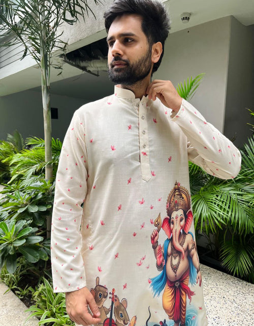 Load image into Gallery viewer, Men’s Ganesh Chaturthi Special Kurta Pajama Set mahezon
