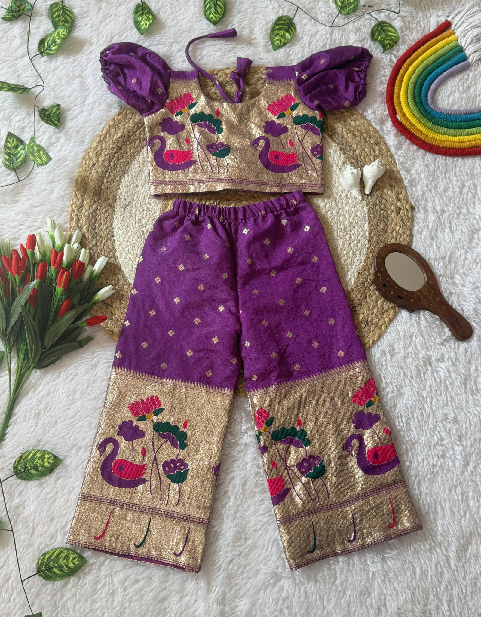 Stylish Paithani Style Kids Girl Co-Ord set mahezon