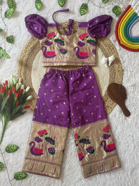 Stylish Paithani Style Kids Girl Co-Ord set mahezon