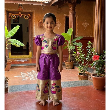 Stylish Paithani Style Kids Girl Co-Ord set mahezon