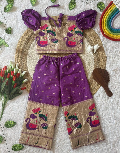 Load image into Gallery viewer, Stylish Paithani Style Kids Girl Co-Ord set mahezon
