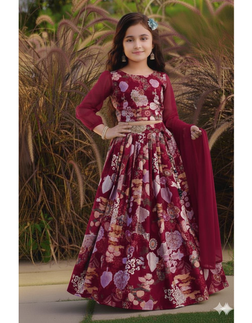 Load image into Gallery viewer, Stylish Readymade Girl Kids Lehenga Blouse Dupatta mahezon

