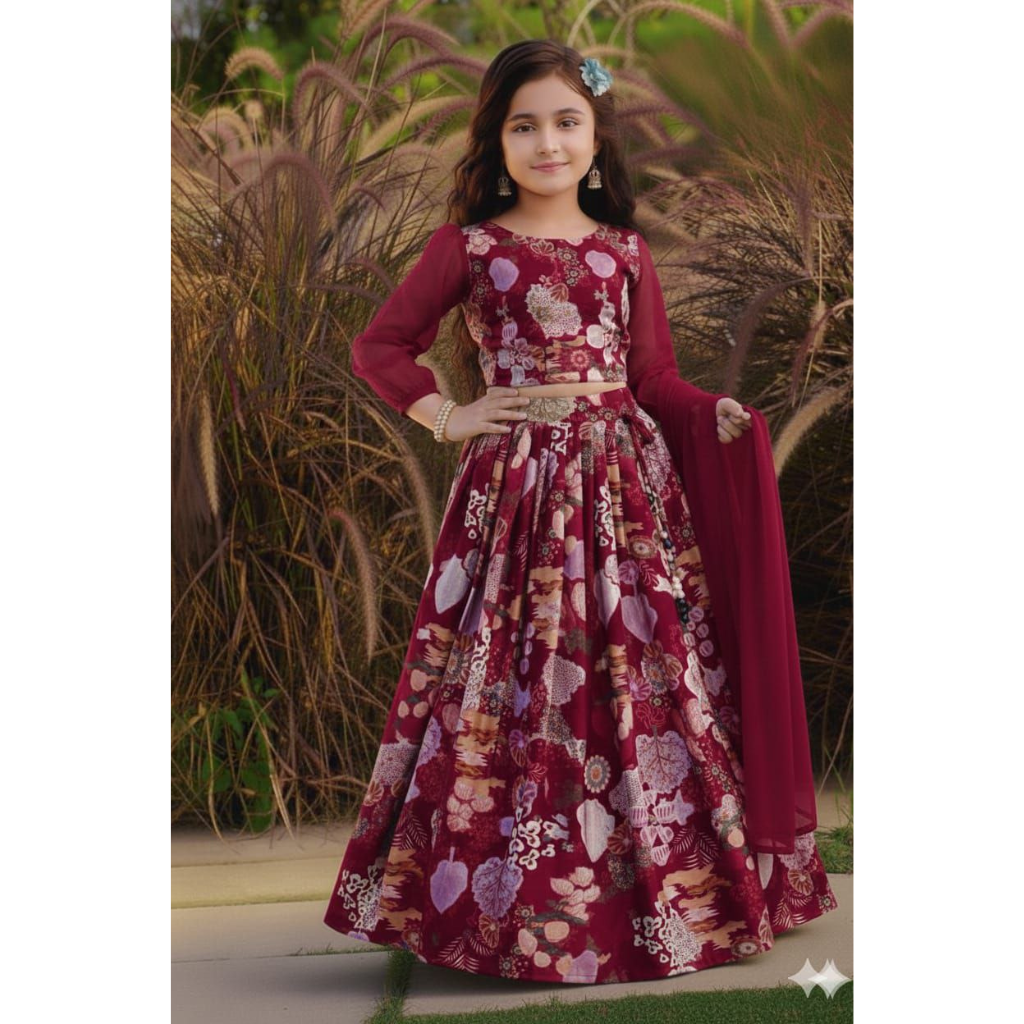 Stylish Readymade Girl Kids Lehenga Blouse Dupatta mahezon