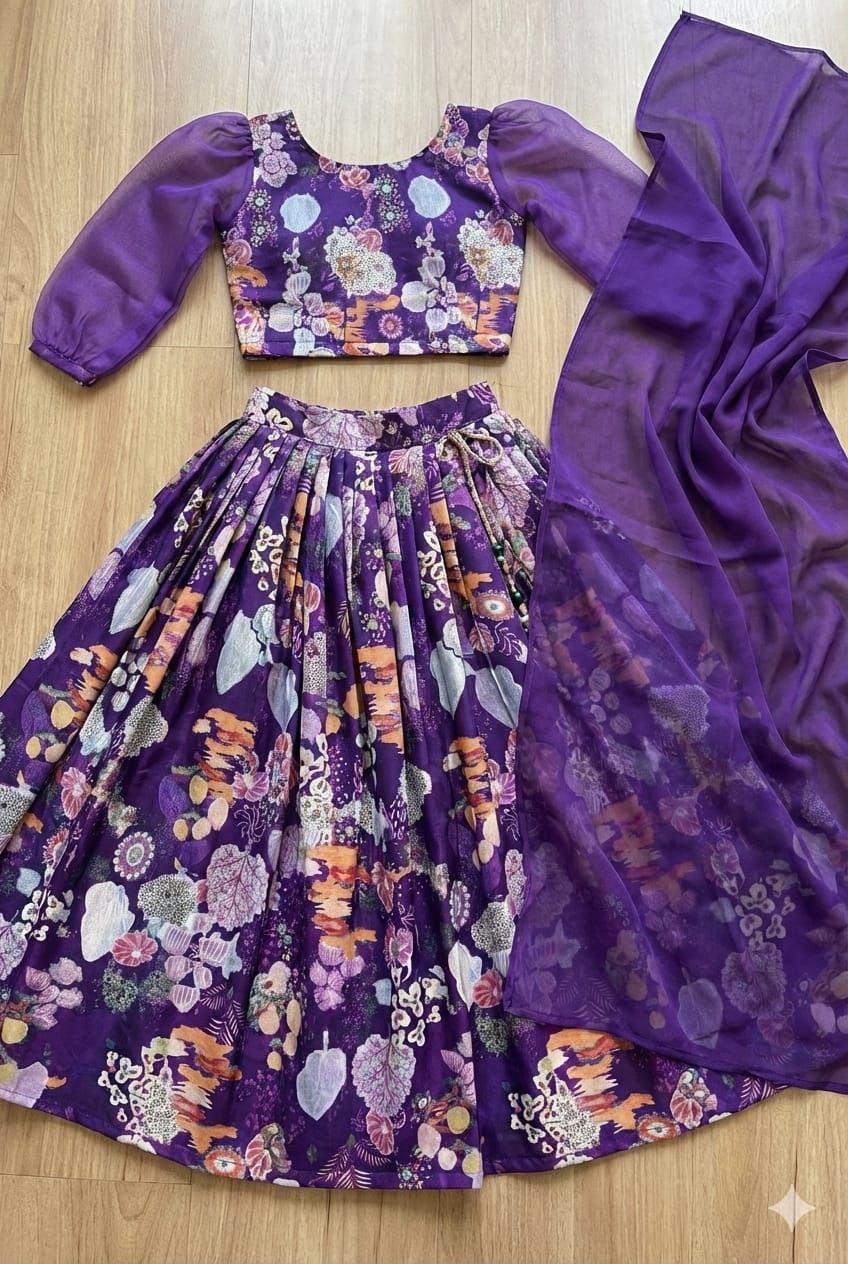 Stylish Readymade Girl Kids Lehenga Blouse Dupatta mahezon