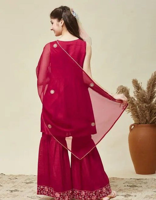 Load image into Gallery viewer, Kids Girls Top Sharara Dupatta Dress
