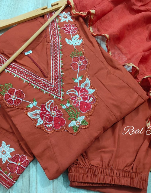 Load image into Gallery viewer, Cotton Anarkali Women Kurta Pant with Dupatta Set mahezon
