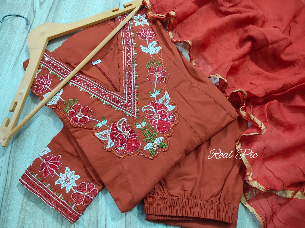 Cotton Anarkali Women Kurta Pant with Dupatta Set mahezon