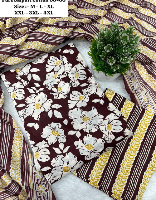 Load image into Gallery viewer, Jaipuri Cotton Women Kurta Pant Dupatta Set mahezon
