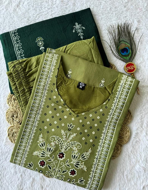 Load image into Gallery viewer, Cotton Women Kurti Pant Dupatta Set mahezon

