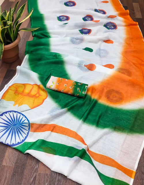 Load image into Gallery viewer, Tiranga Tricolour Women&#39;s Saree for Independence Day and Republic Day mahezon
