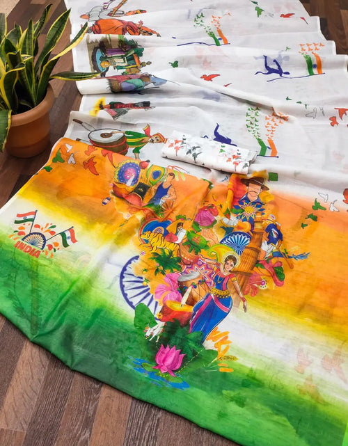 Load image into Gallery viewer, Tiranga Tricolour Women&#39;s Saree for Independence Day and Republic Day mahezon
