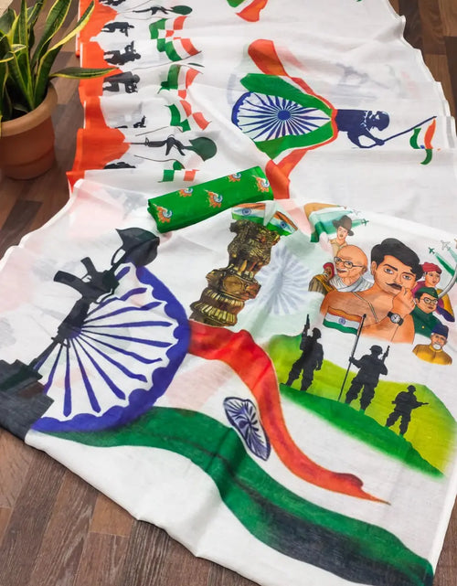 Load image into Gallery viewer, Tiranga Tricolour Women&#39;s Saree for Independence Day and Republic Day mahezon
