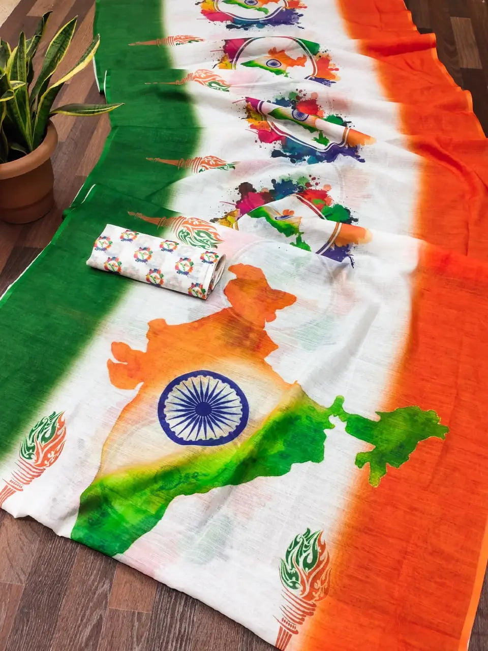 Tiranga Tricolour Women's Saree for Independence Day and Republic Day mahezon