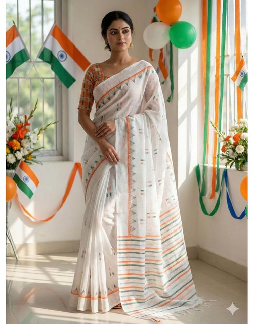 Load image into Gallery viewer, Tricolour Republic Day Women’s Saree mahezon
