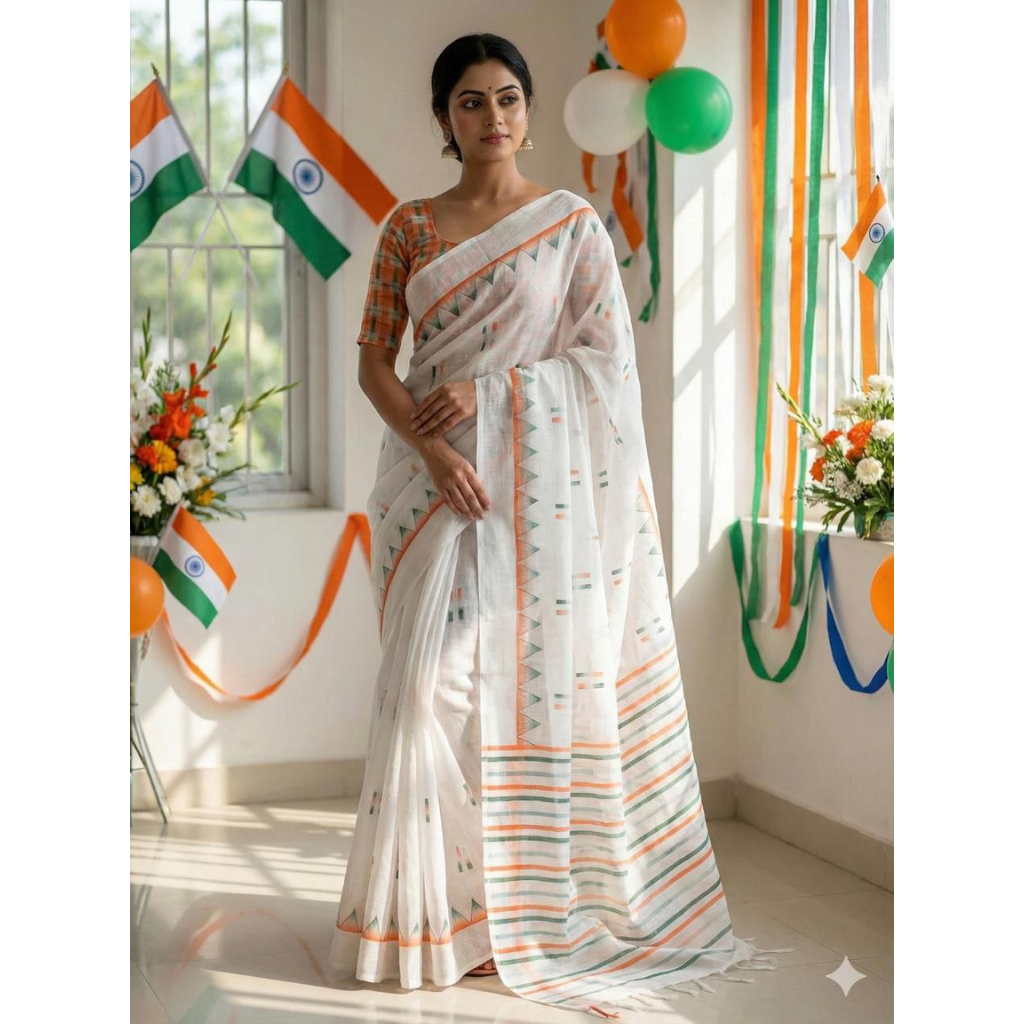 Tricolour Republic Day Women’s Saree mahezon