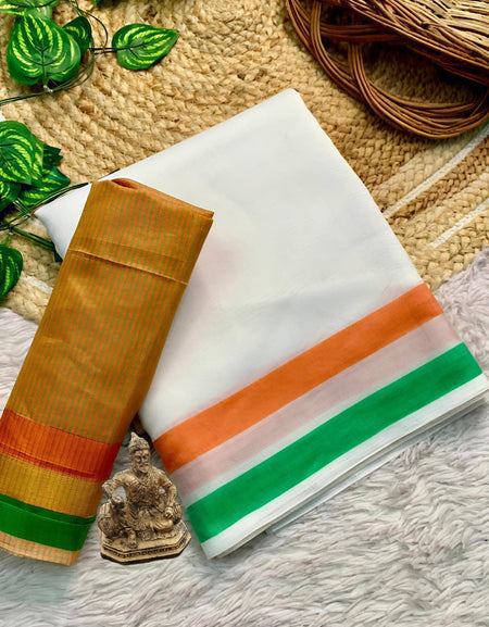 Tiranga Women Special Tricolor Saree mahezon