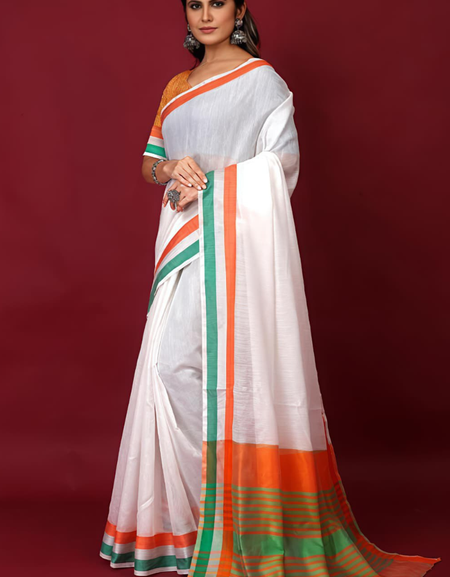 Tiranga Women Special Tricolor Saree mahezon