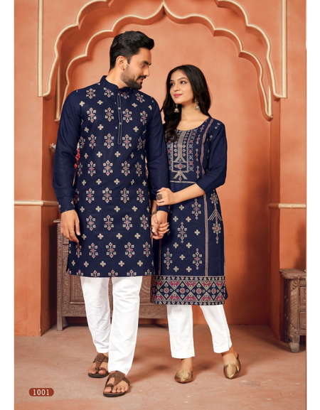 Beautiful Traditional Dark Blue Matching Couple Dress. – mahezon
