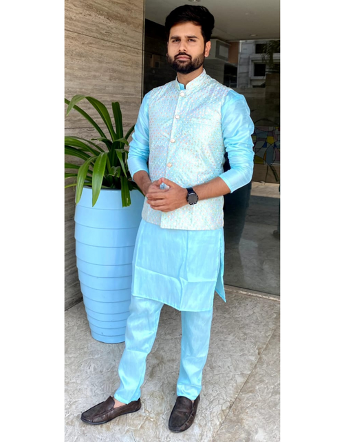 Load image into Gallery viewer, Traditional Party Wear Men Kurta Pajama with Jacket mahezon
