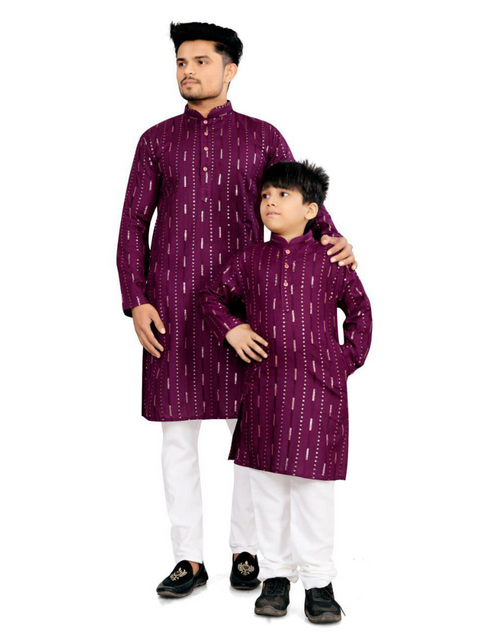 Load image into Gallery viewer, Traditional Cotton Ethnic Father Son Same Matching Kurta Pajama outfits Wine mahezon
