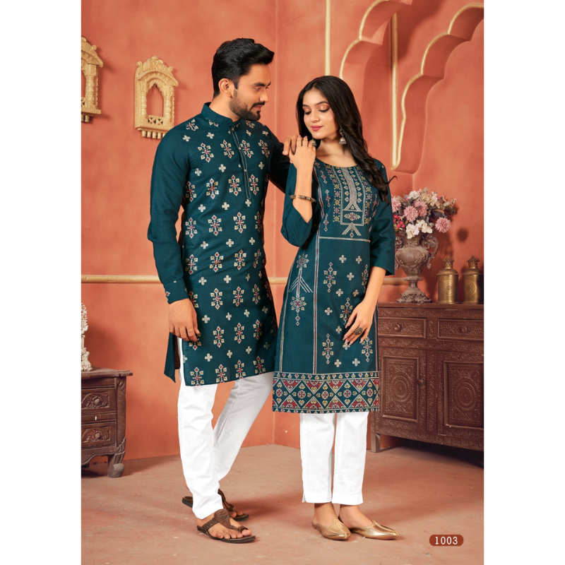 Traditional Diwali Couple Wear Same Matching Outfits Sets mahezon