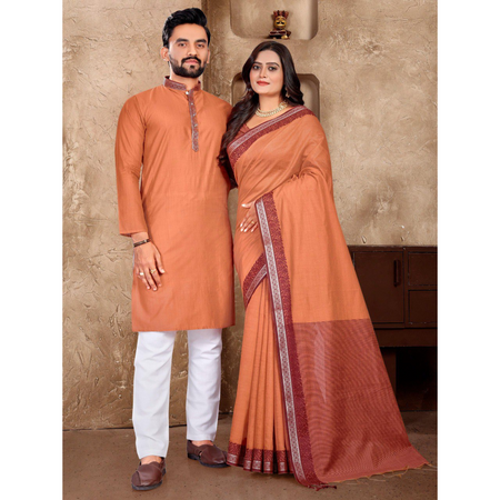 Traditional Couples Wear Men's Kurta Pant and Women's Saree mahezon