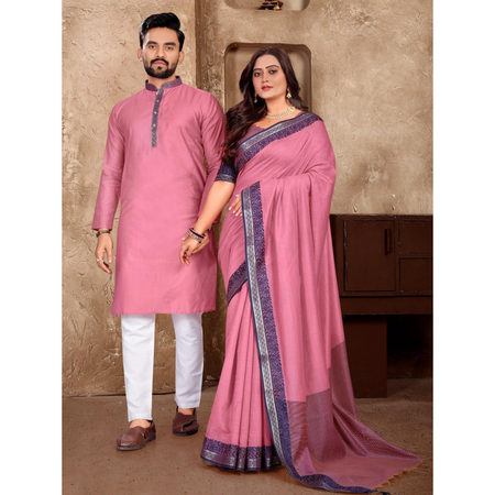 Traditional Couples Wear Men's Kurta Pant and Women's Saree mahezon