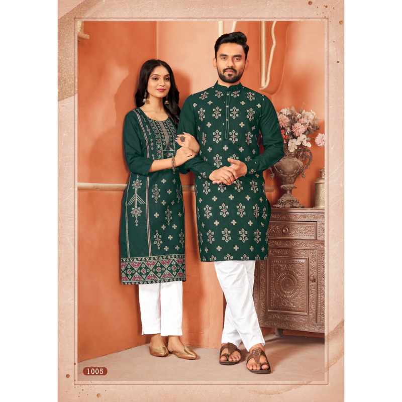 Cotton Traditional Wedding Couple Wear Same Matching Outfits – mahezon