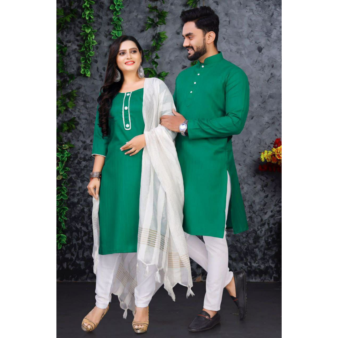 Traditional Couples Wear Indian Same Matching Outfits Set mahezon