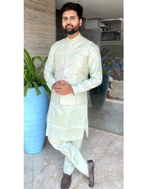 Load image into Gallery viewer, Traditional Party Wear Men Kurta Pajama with Jacket mahezon
